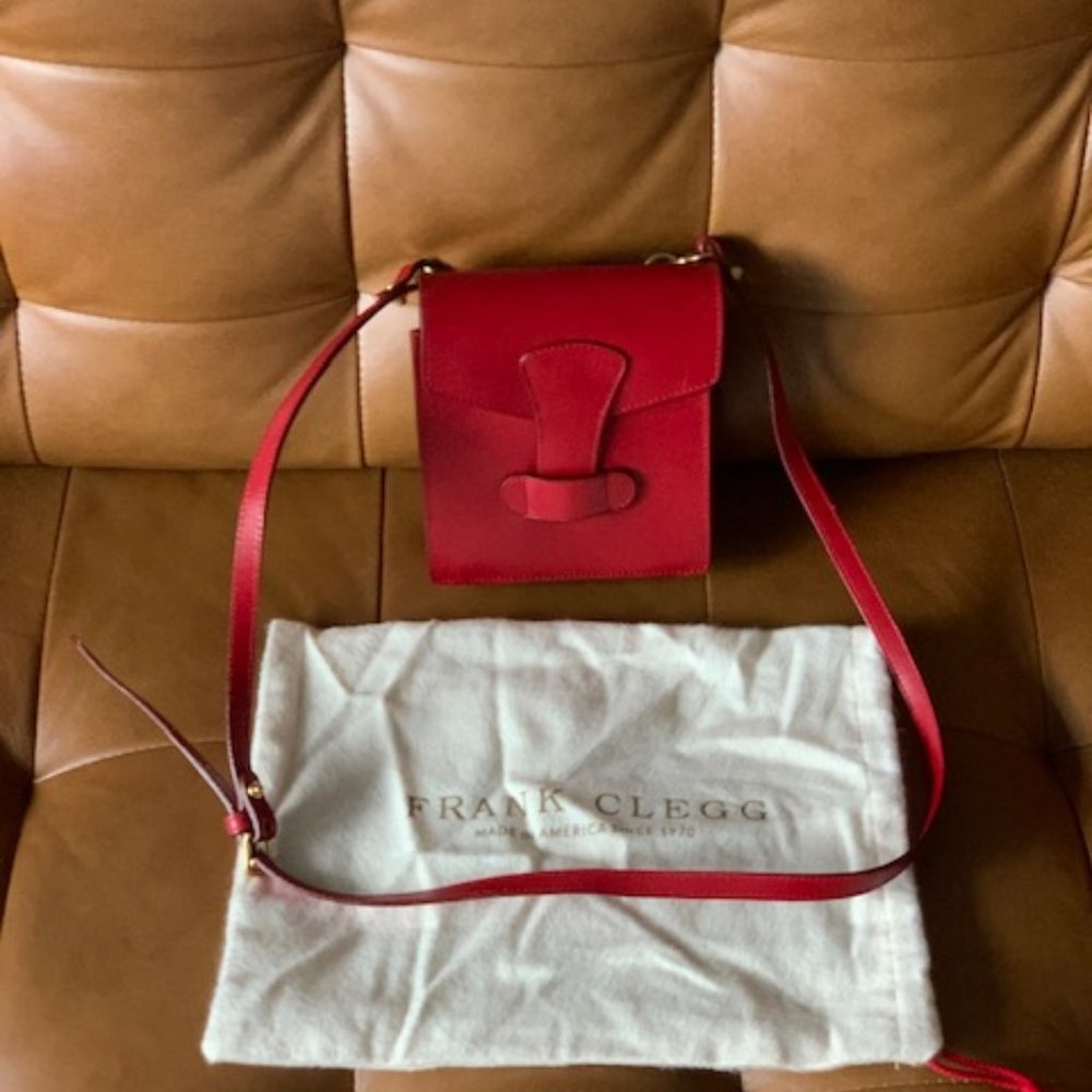 FRANK CLEGG ADELIE SHOULDER BAG IN RED LEATHER